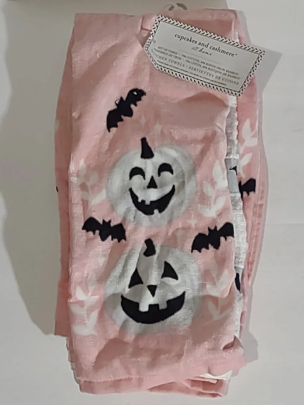 Cupcakes and Cashmere Halloween kitchen towels Set of 3